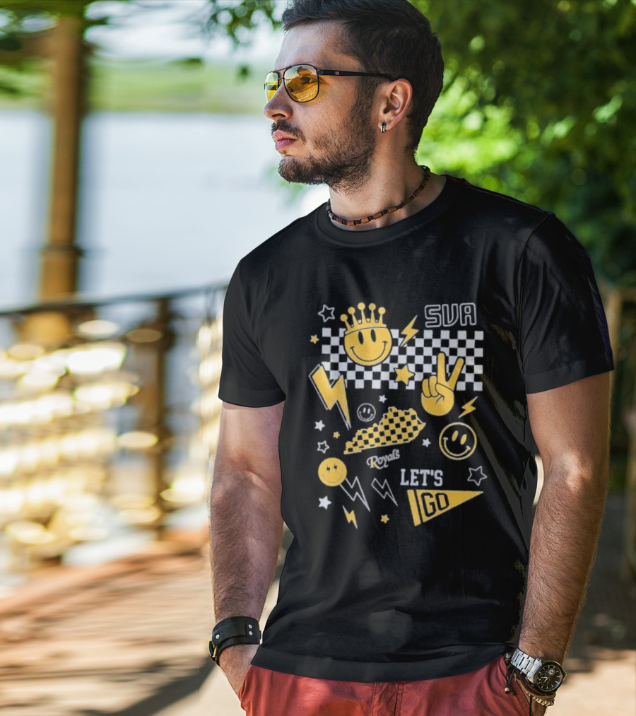 SVA Let's Go Smiley Face Peace Sign Lightning Stars Summit View Academy T-Shirt