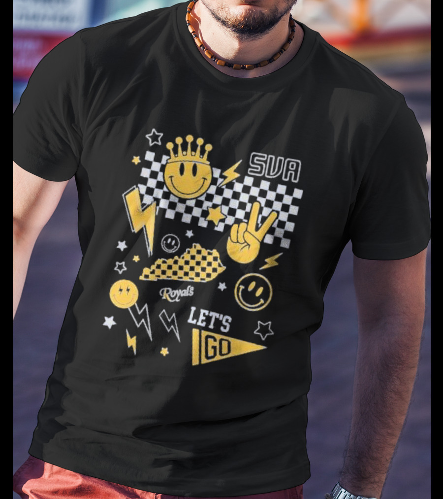SVA Let's Go Smiley Face Peace Sign Lightning Stars Summit View Academy T-Shirt