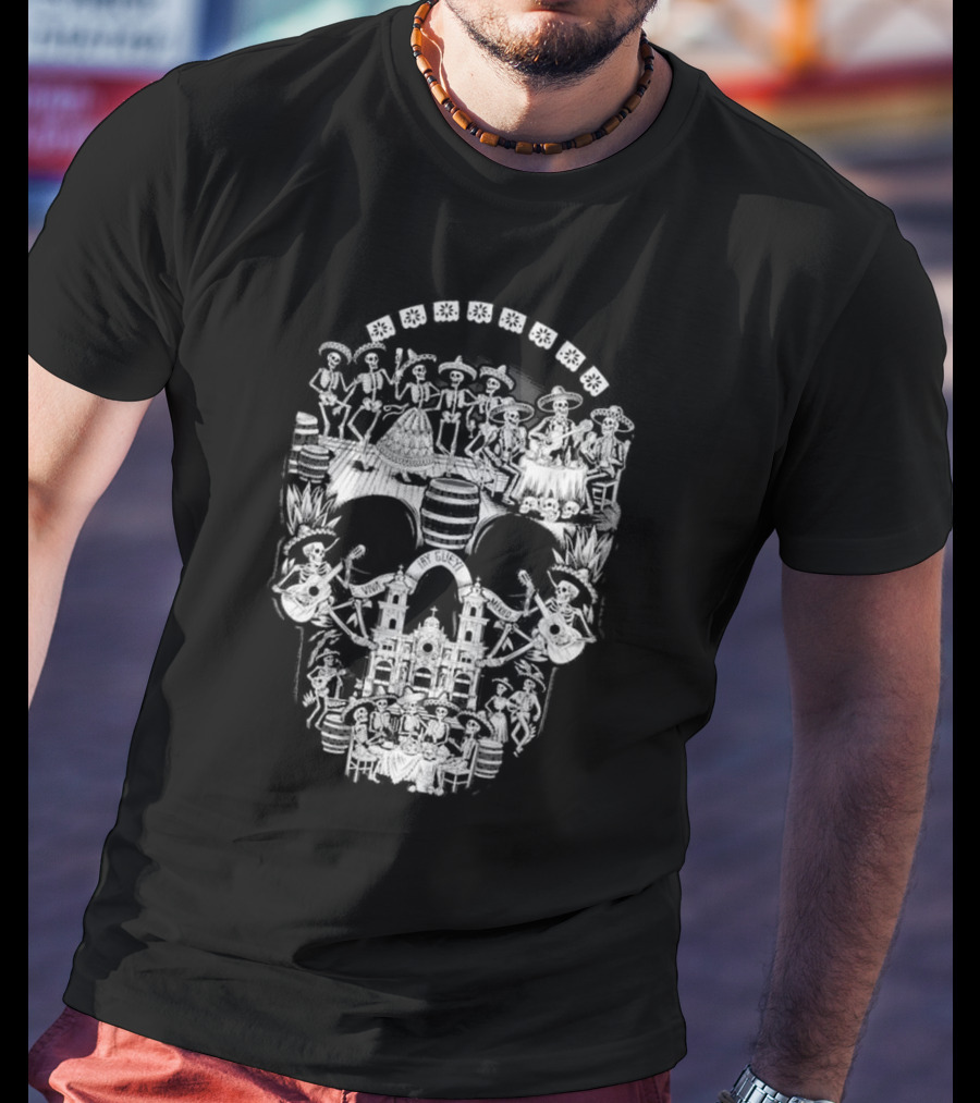 Tequilera Skull Calavera Distinctive Skeleton Motif T-Shirt