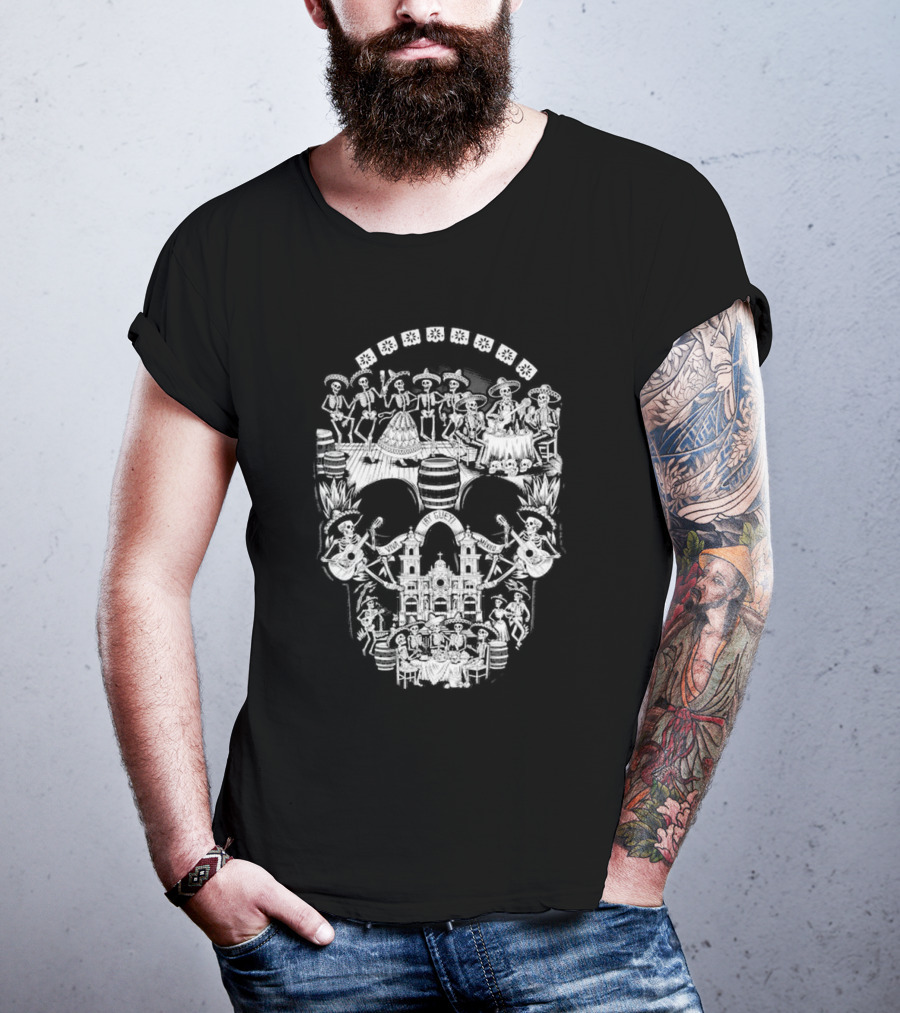 Tequilera Skull Calavera Distinctive Skeleton Motif T-Shirt