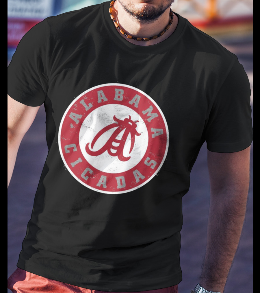 Alabama Cicadas Team Red Emblem With Stylized Bug T-Shirt