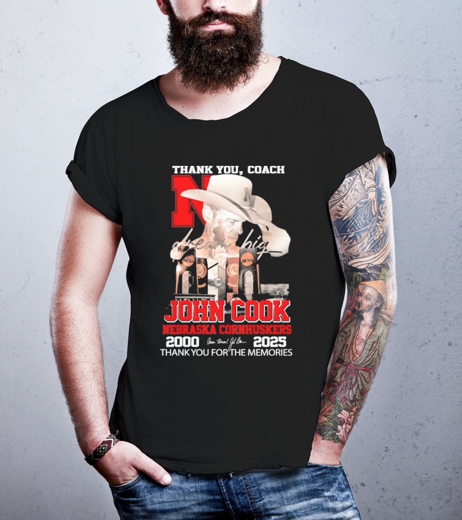 Thank You Coach John Cook Nebraska Cornhuskers 2000 2025 Thank You For The Memories T-Shirt