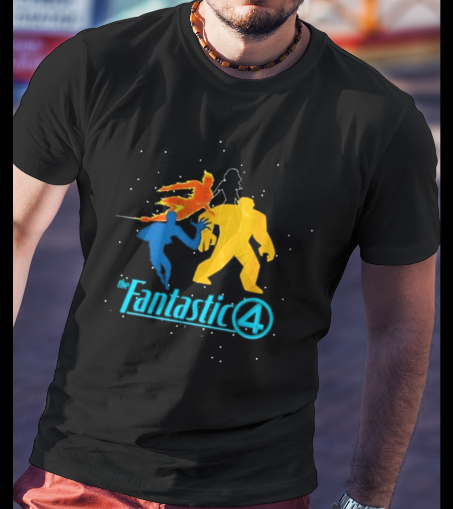 Fantastic Four Team Explosive Silhouette Action T-Shirt