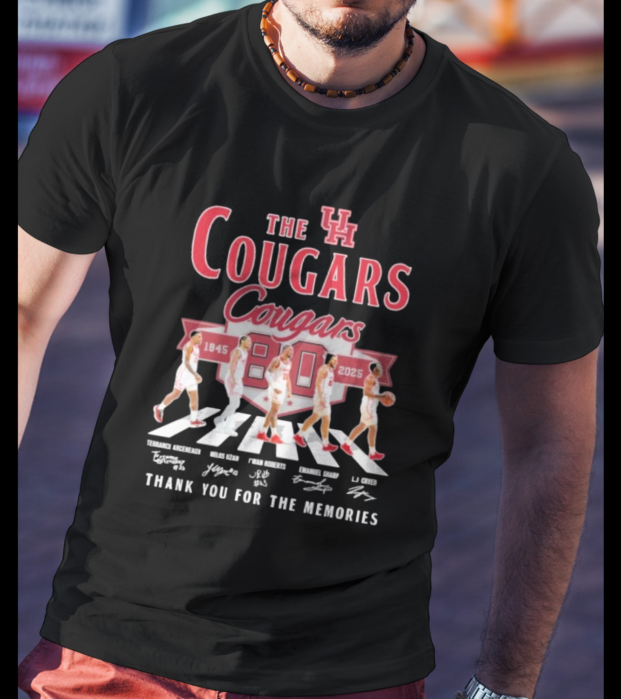 The Houston Cougars 80 Years 1945-2025 Thank You For The Memories Abbey Road Style T-Shirt