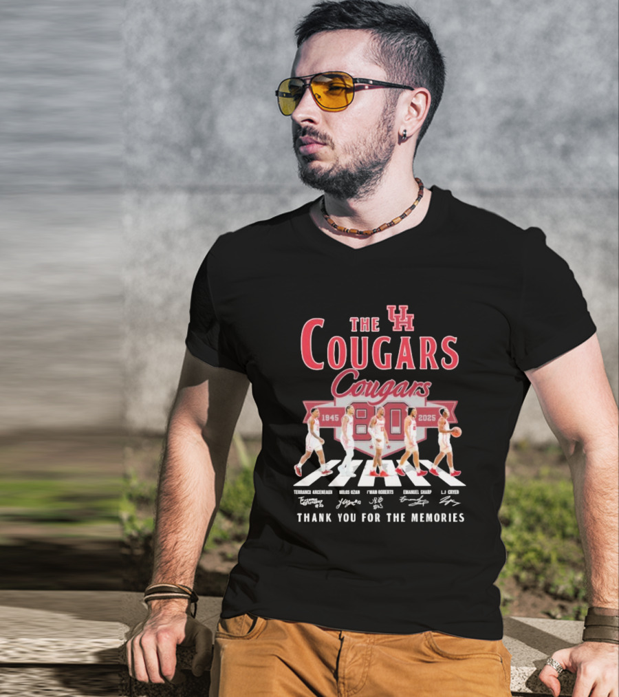The Houston Cougars 80 Years 1945-2025 Thank You For The Memories Abbey Road Style T-Shirt
