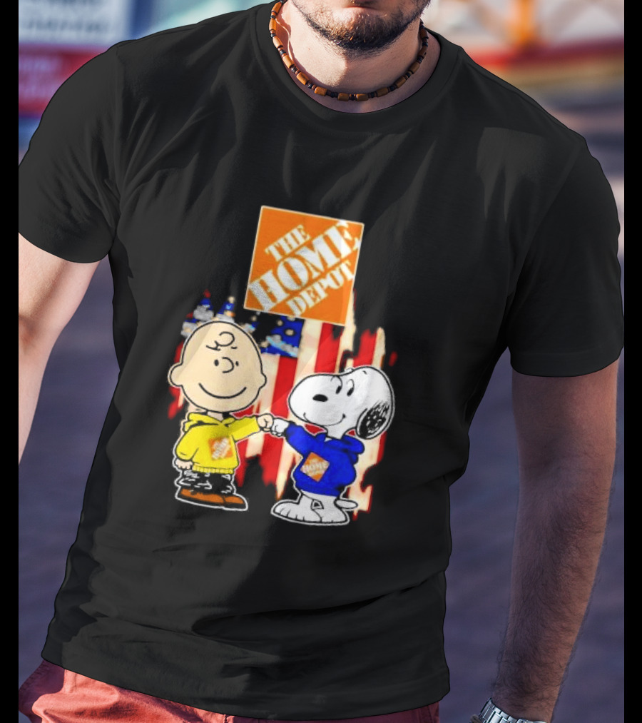The Home Depot Charlie Brown Snoopy American Flag T-Shirt