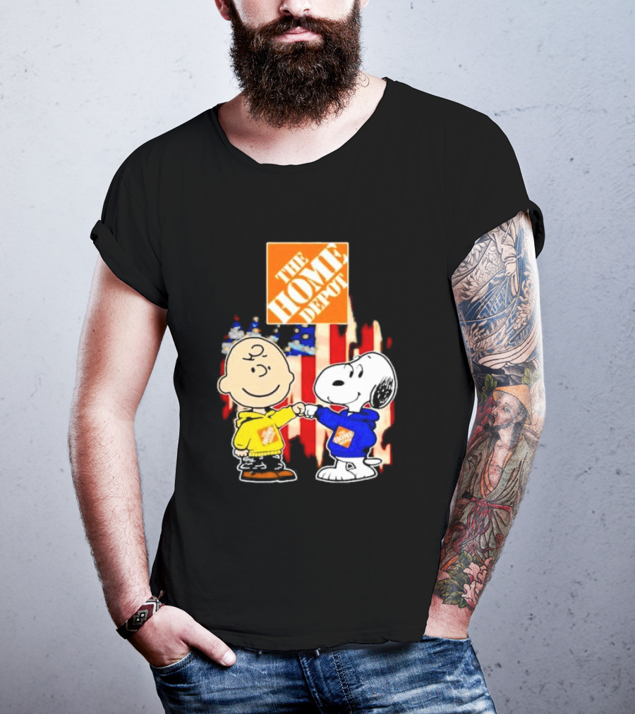 The Home Depot Charlie Brown Snoopy American Flag T-Shirt