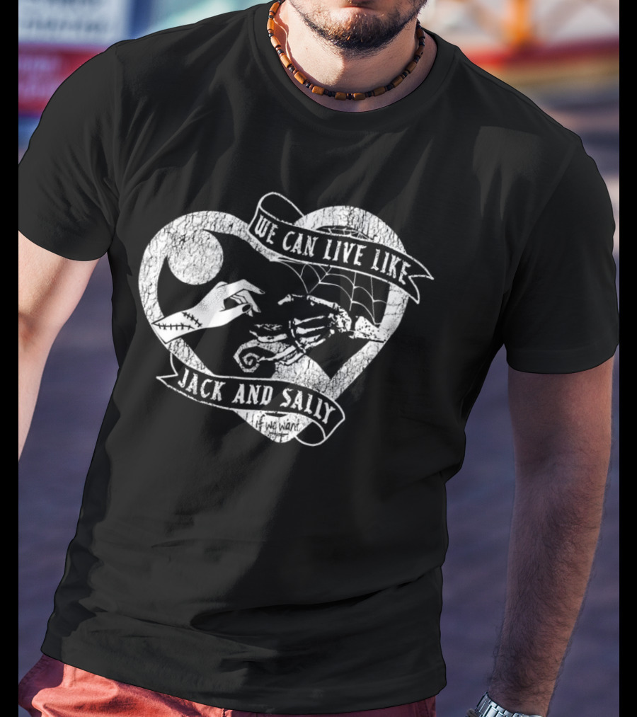 The Lost Bros We Can Live Like Jack And Sally Heart Moon Spiral Hill Web T-Shirt
