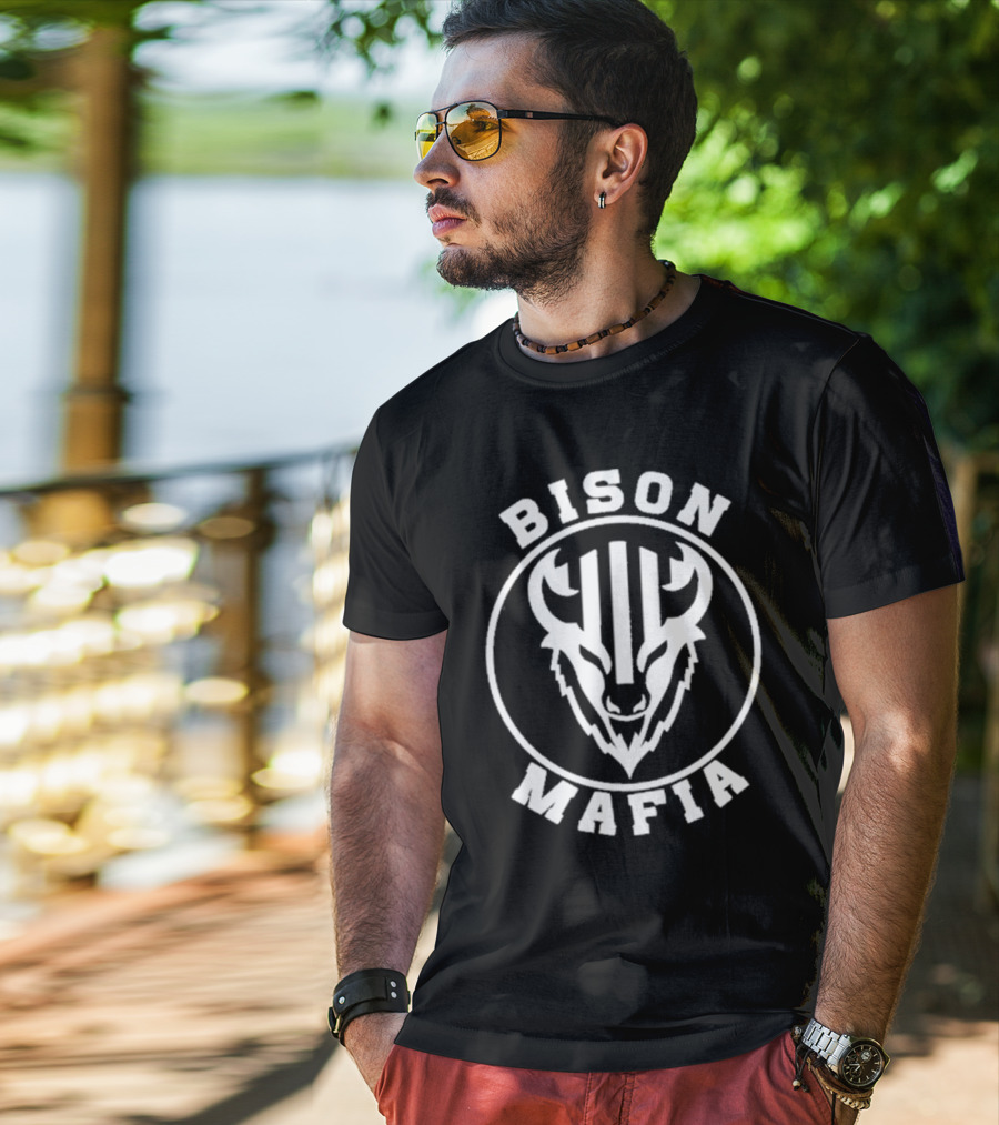 Bison Mafia Upstairs Pub Bold Design T-Shirt