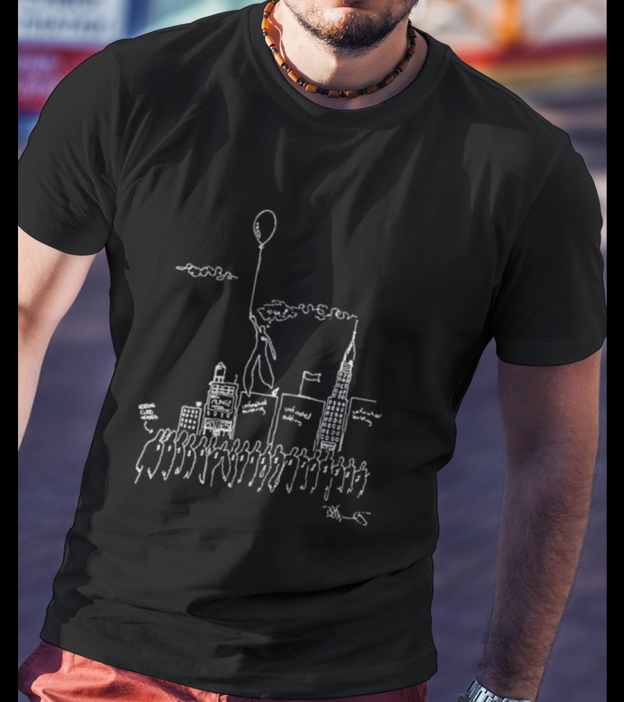The Weeknd X Basquiat Hurry Up Tomorrow Floating Balloon City Scene T-Shirt