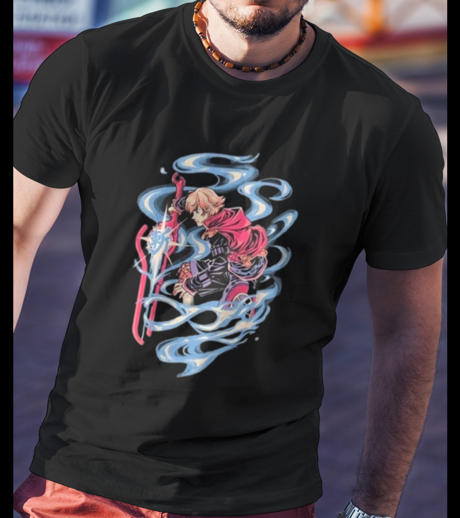 The Yetee Ether Blade Character With Energy Sword And Flowing Elements T-Shirt