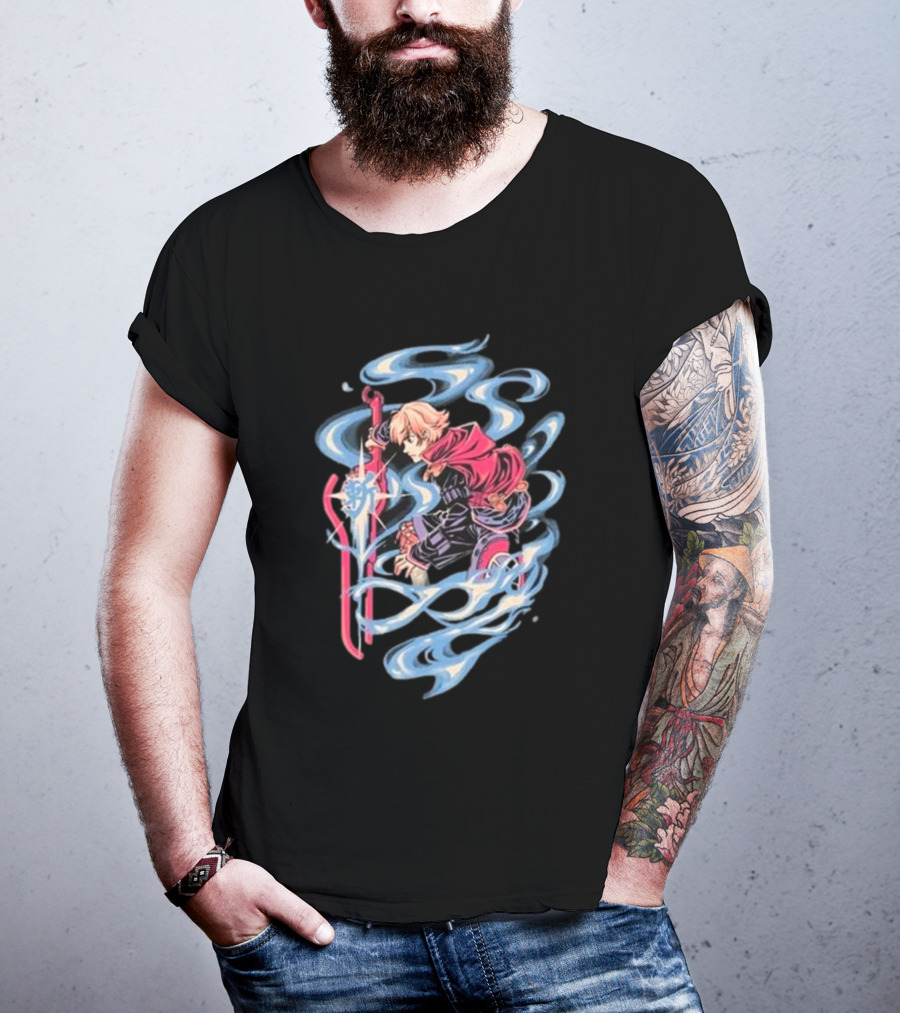 The Yetee Ether Blade Character With Energy Sword And Flowing Elements T-Shirt