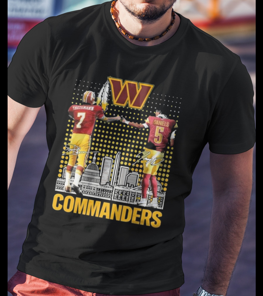 Commanders Theismann Daniels Football Signatures T-Shirt