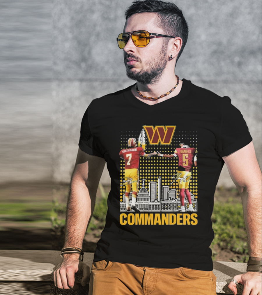 Commanders Theismann Daniels Football Signatures T-Shirt