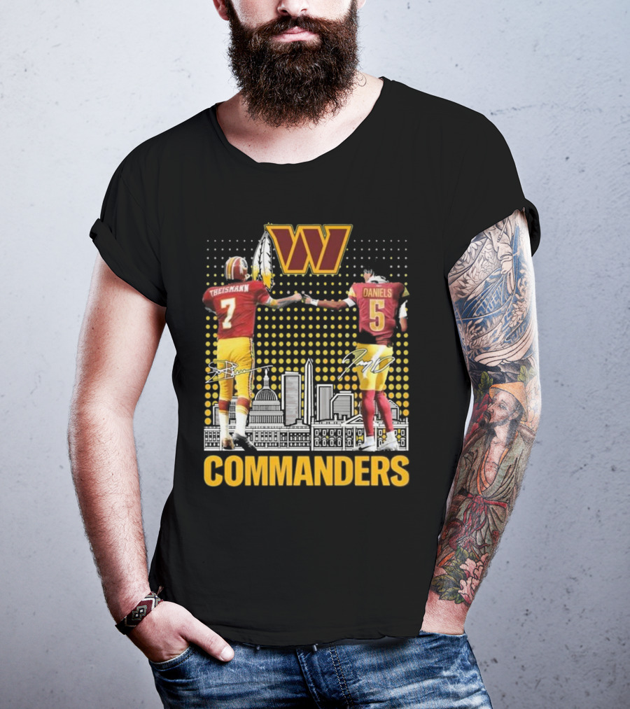 Commanders Theismann Daniels Football Signatures T-Shirt