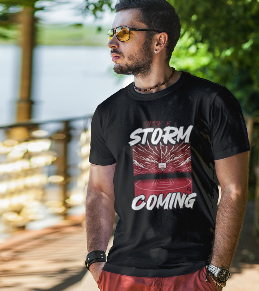 There Is A Storm Coming Basketball Court Thunder Lightning T-Shirt