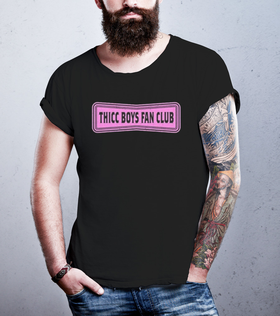 THICC BOYS FAN CLUB Pink Patch Design T-Shirt