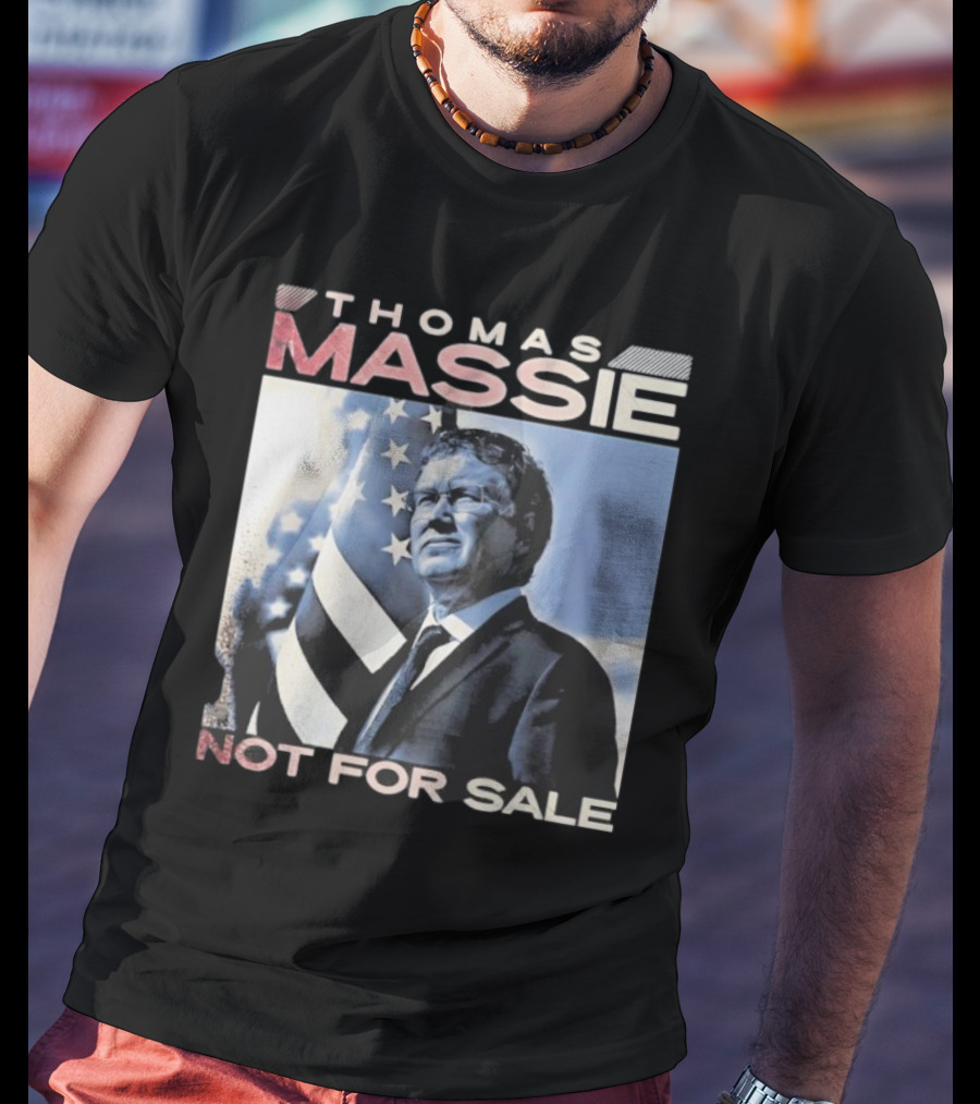 Thomas Massie Not For Sale American Flag Portrait T-Shirt