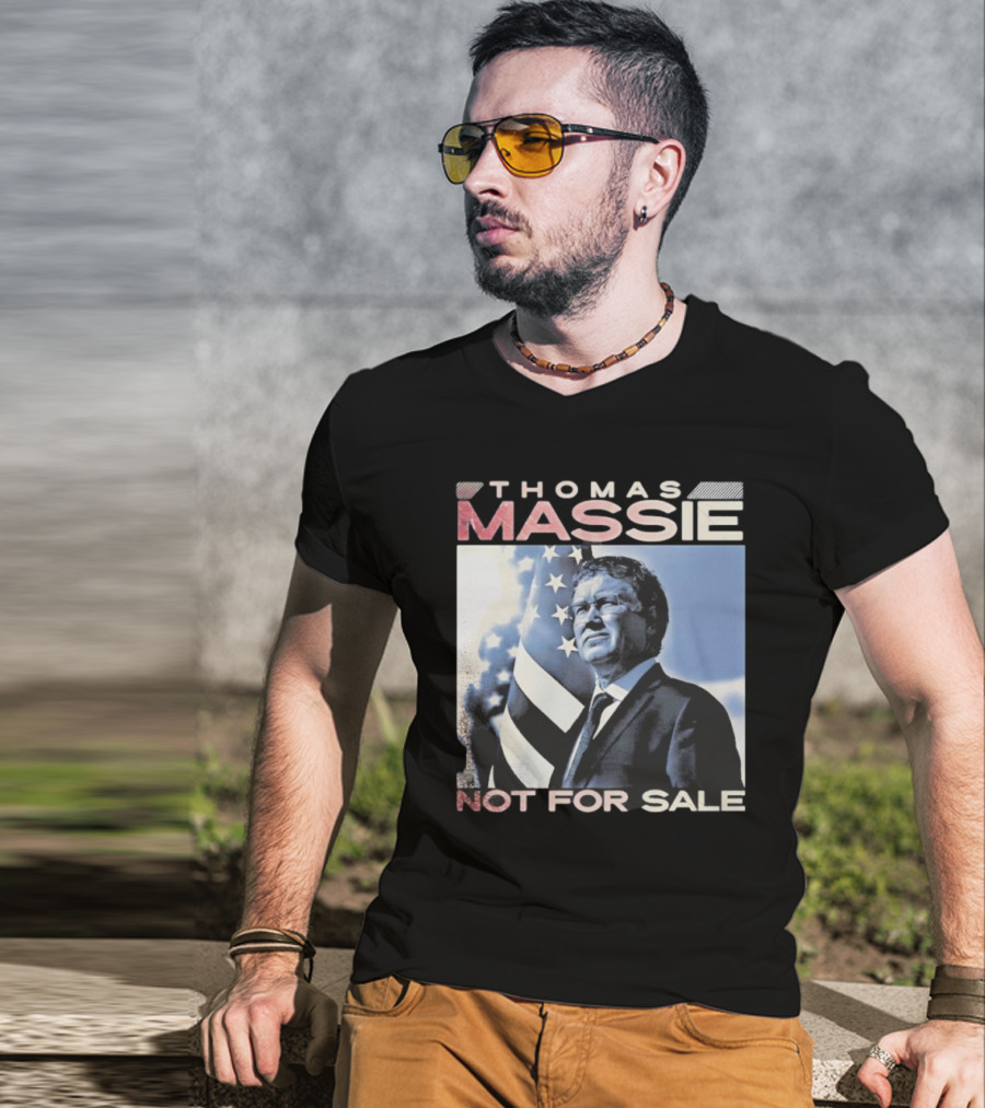 Thomas Massie Not For Sale American Flag Portrait T-Shirt