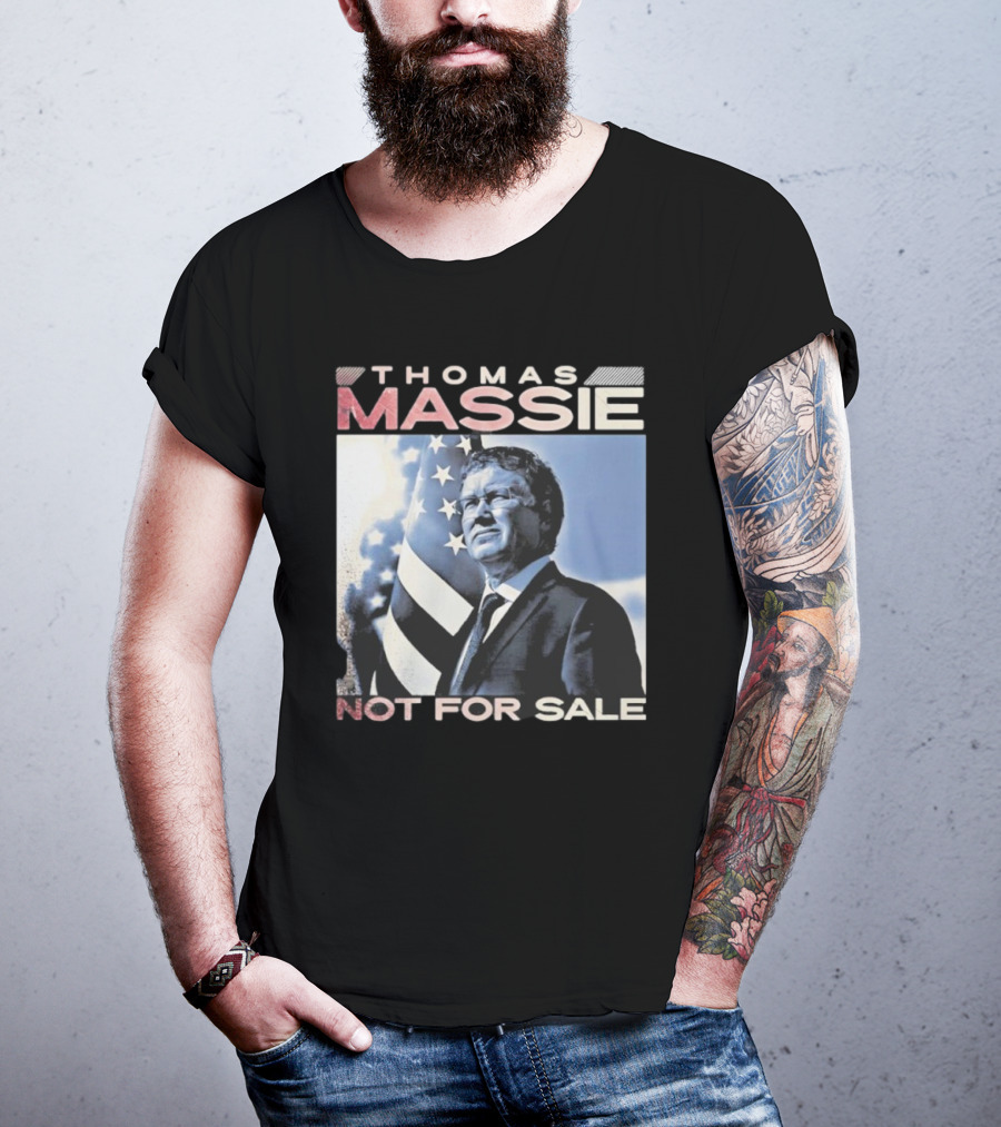Thomas Massie Not For Sale American Flag Portrait T-Shirt