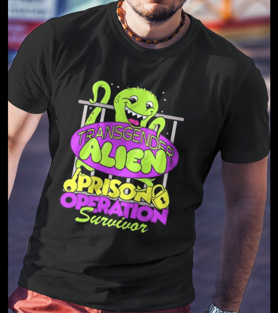 Transgender Alien Prison Operation Survivor Monster With Bars T-Shirt