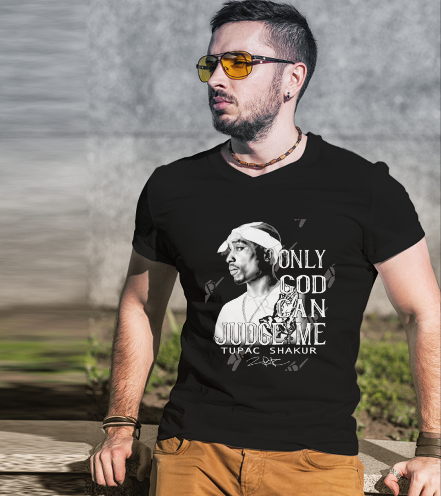 Tupac Shakur Only God Can Judge Me Signature Bandana Tribute T-Shirt