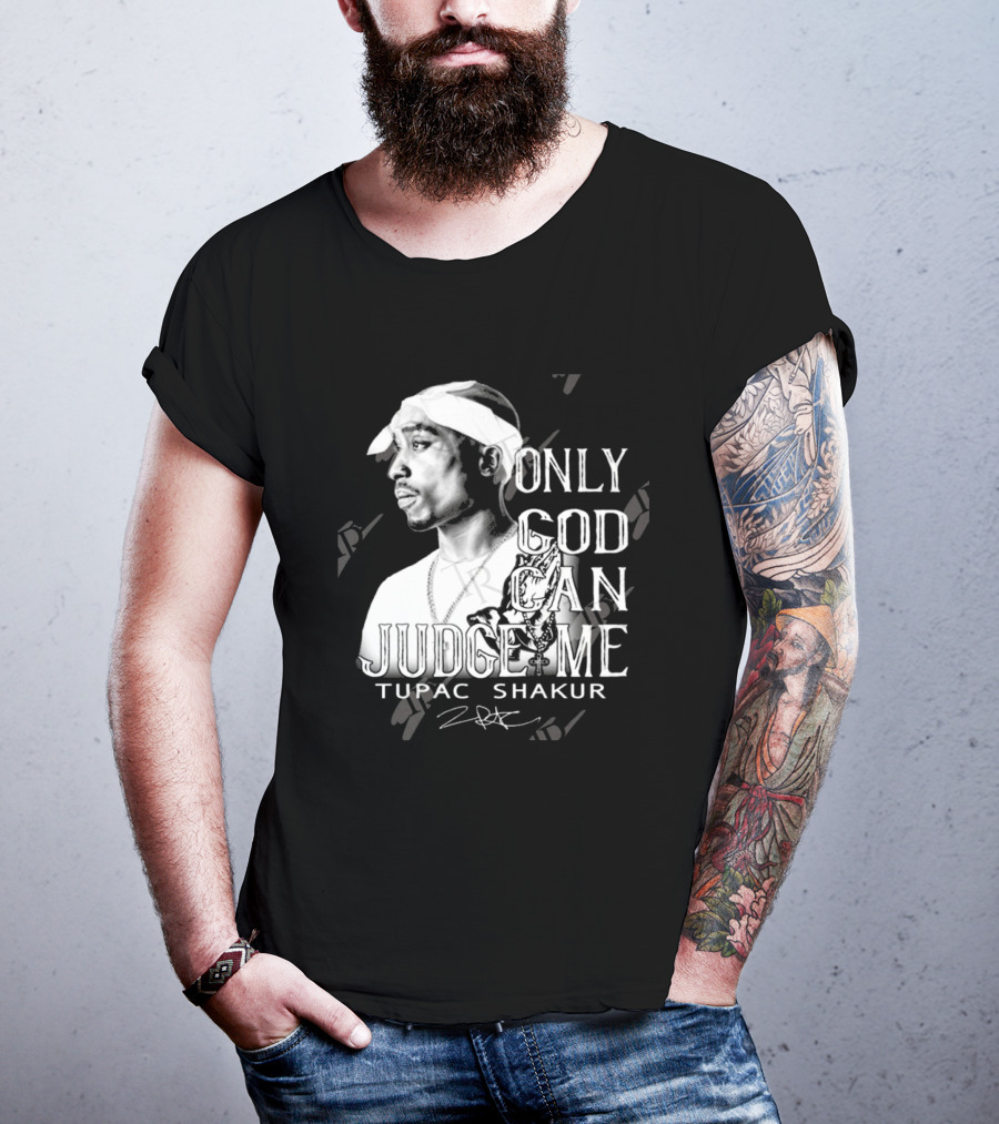 Tupac Shakur Only God Can Judge Me Signature Bandana Tribute T-Shirt