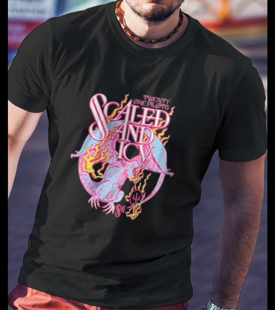 Twenty One Pilots Scaled And Icy Dragon Flame Artwork T-Shirt