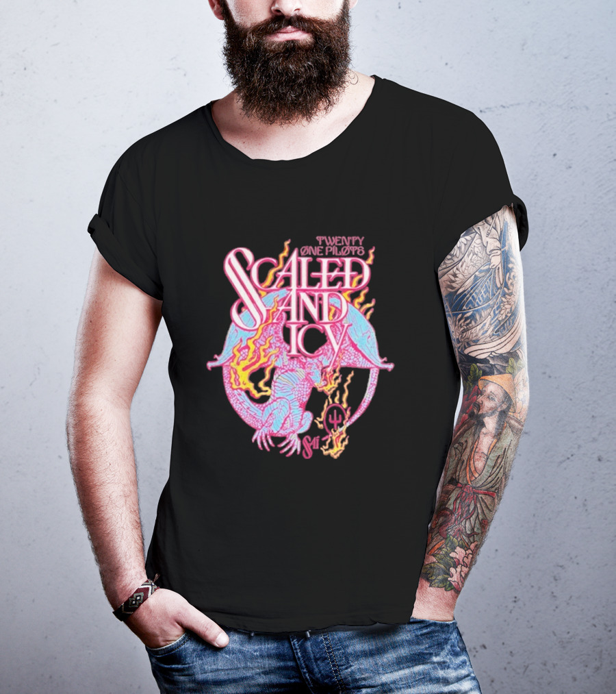 Twenty One Pilots Scaled And Icy Dragon Flame Artwork T-Shirt