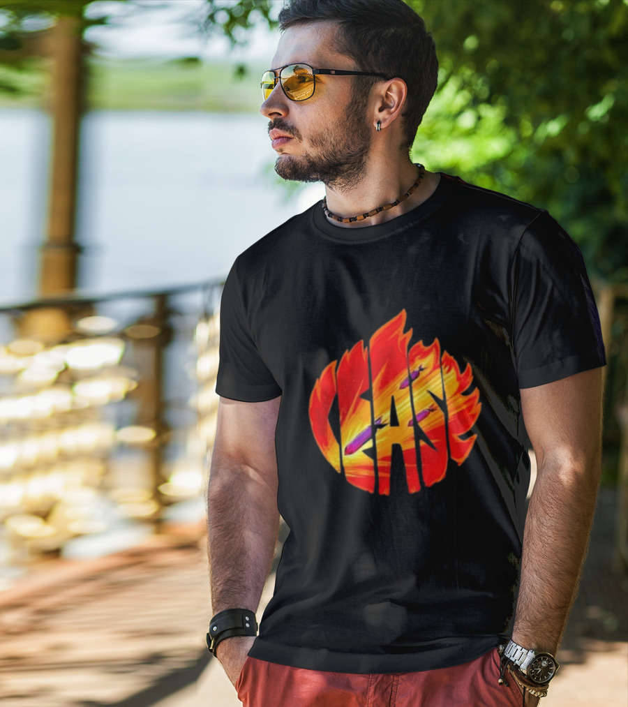 Cease Fire Flame Letters With Missiles T-Shirt
