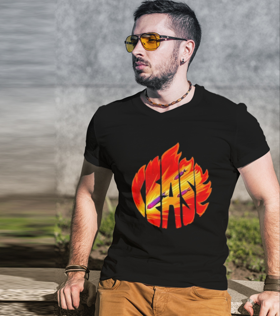 Cease Fire Flame Letters With Missiles T-Shirt