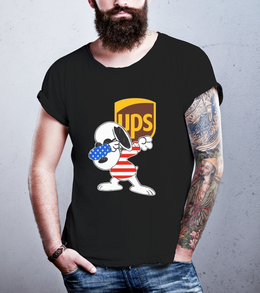UPS Snoopy Dabbing American Flag Style T-Shirt