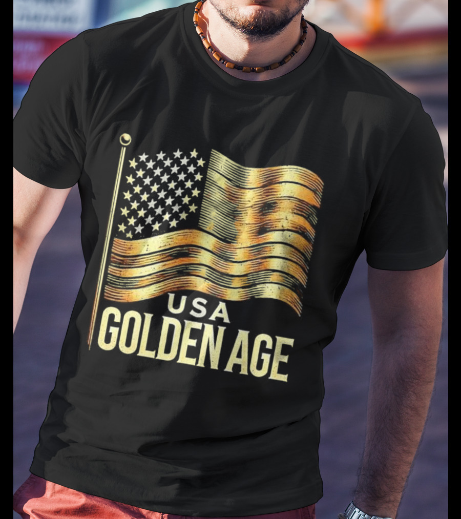 USA Golden Age Golden American Flag T-Shirt