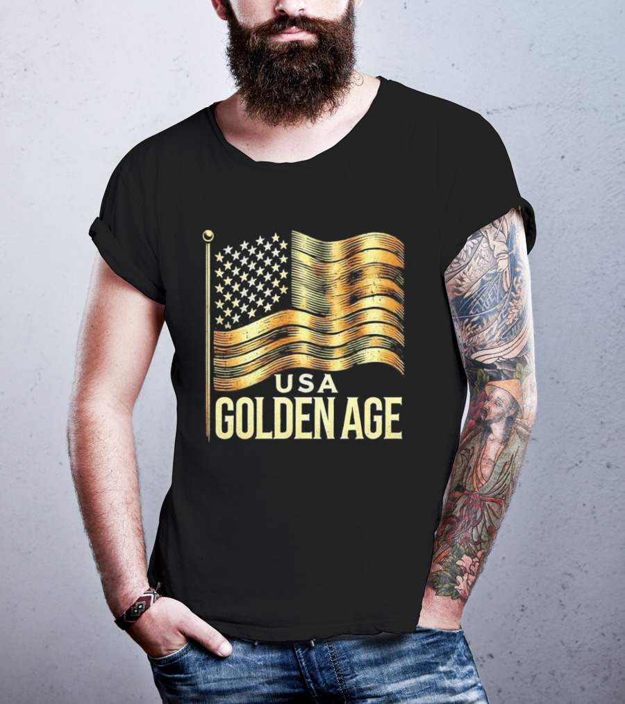 USA Golden Age Golden American Flag T-Shirt