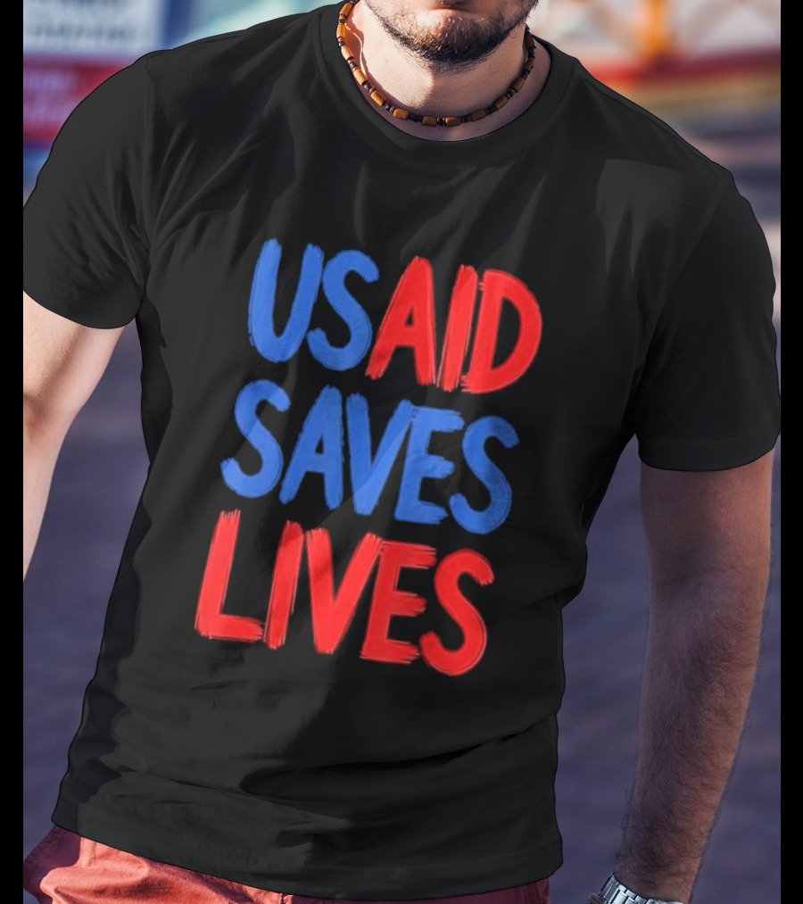 USAID Saves Lives Red And Blue Text T-Shirt