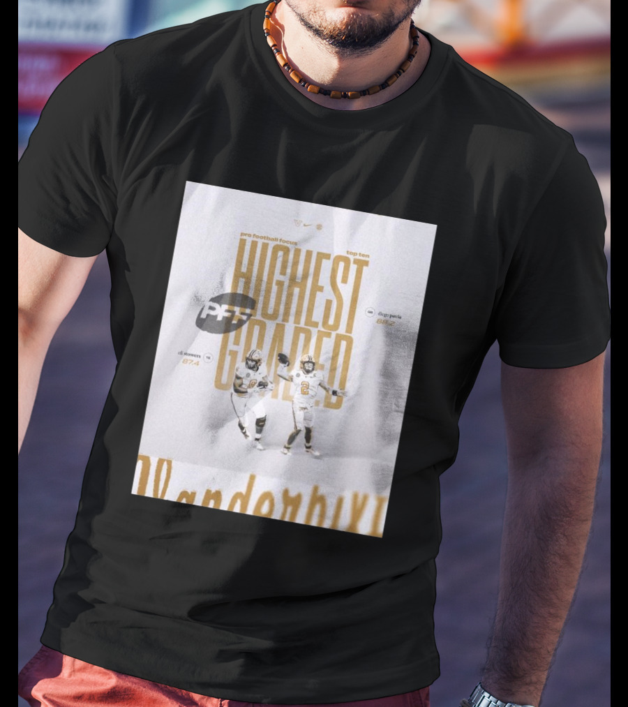 Vanderbilt PFF Top Ten Highest Graded Eli Stowers Diego Pavia T-Shirt