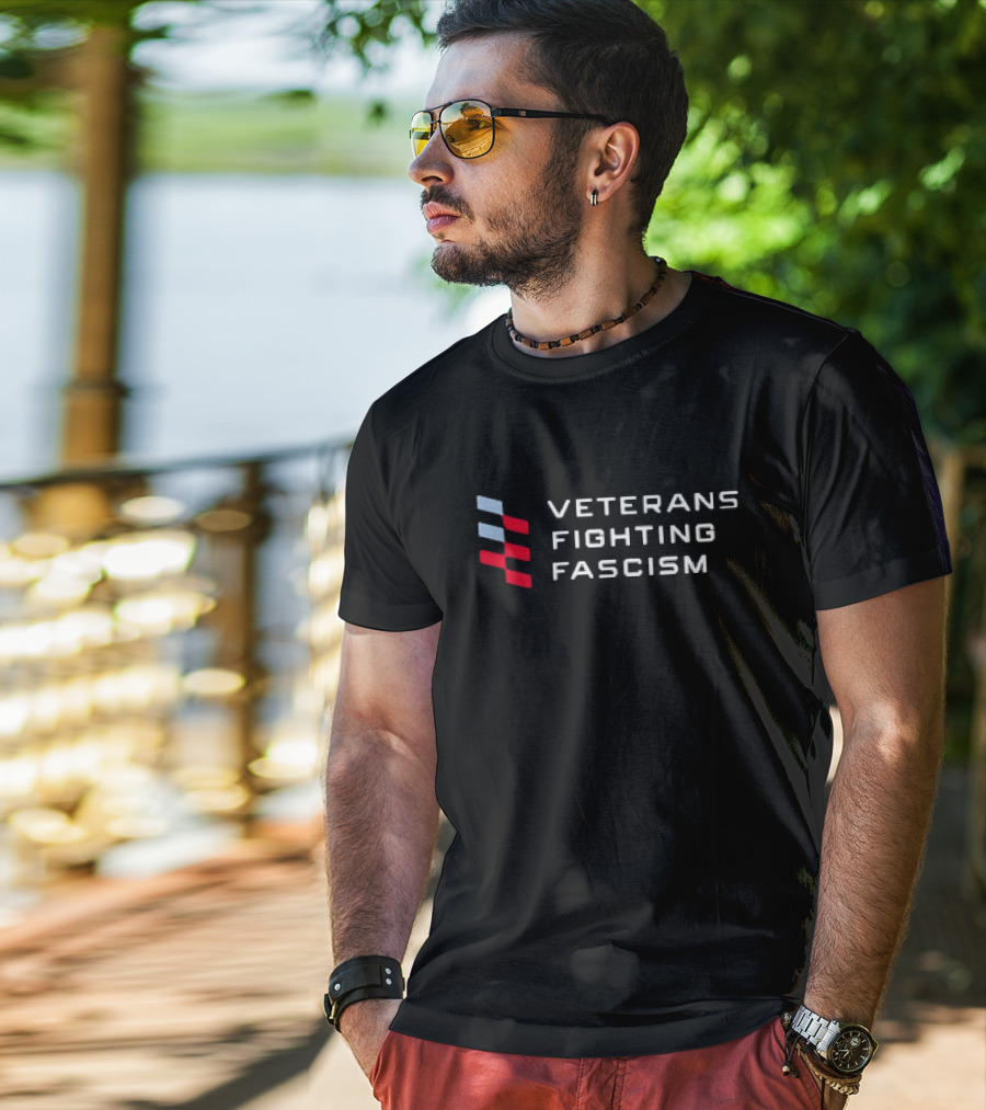 Veterans Fighting Fascism Red And Blue Stripes Movement T-Shirt