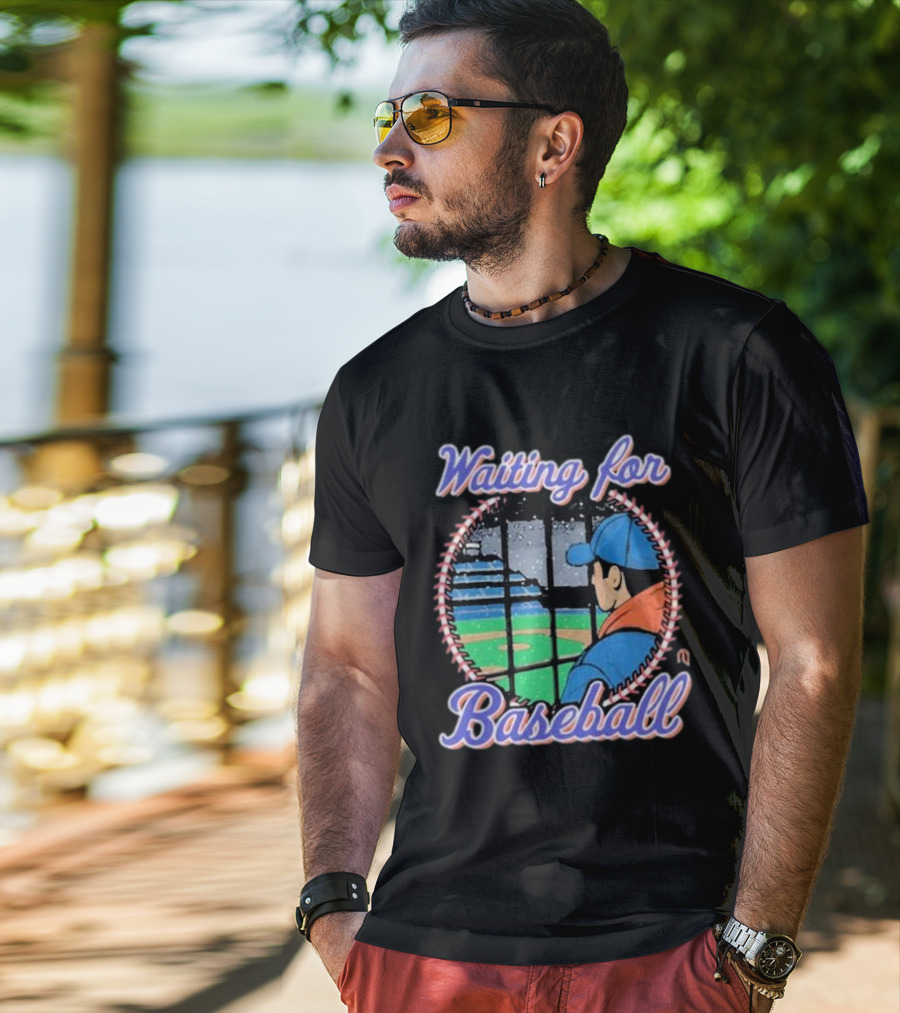 Waiting For Baseball Game Fan Looking Out Stadium Window T-Shirt
