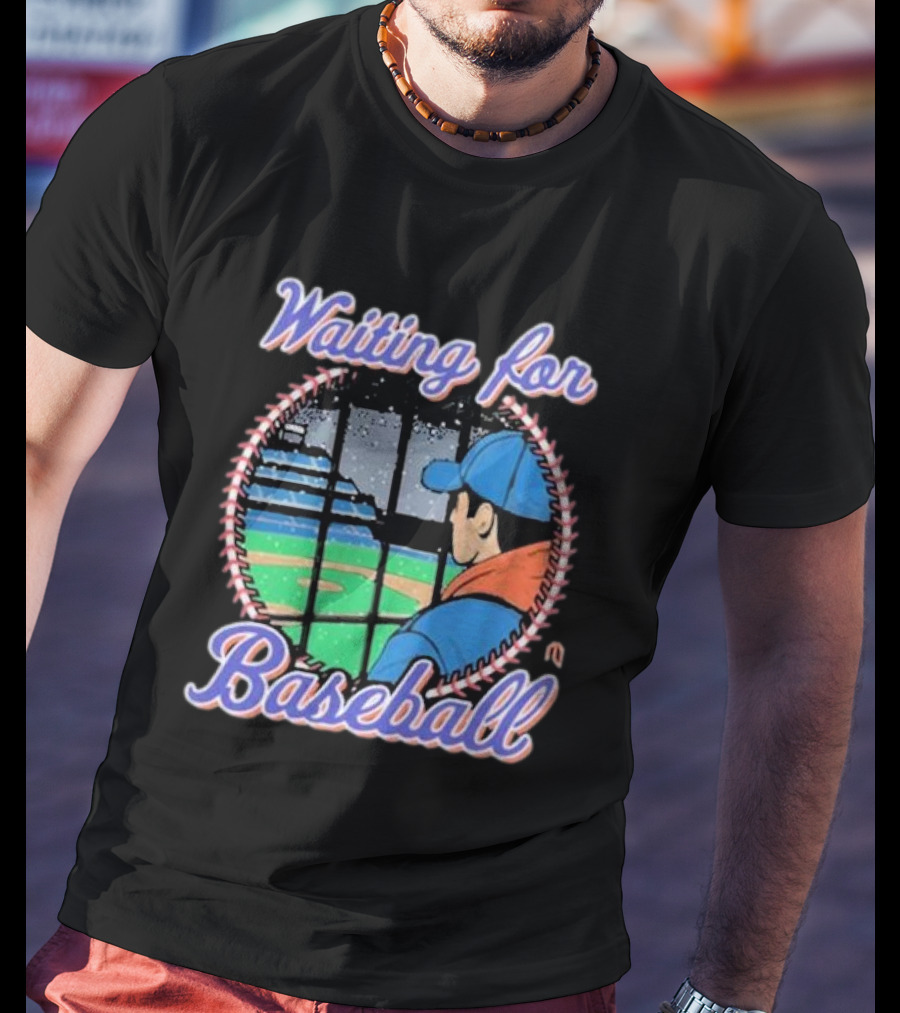 Waiting For Baseball Game Fan Looking Out Stadium Window T-Shirt