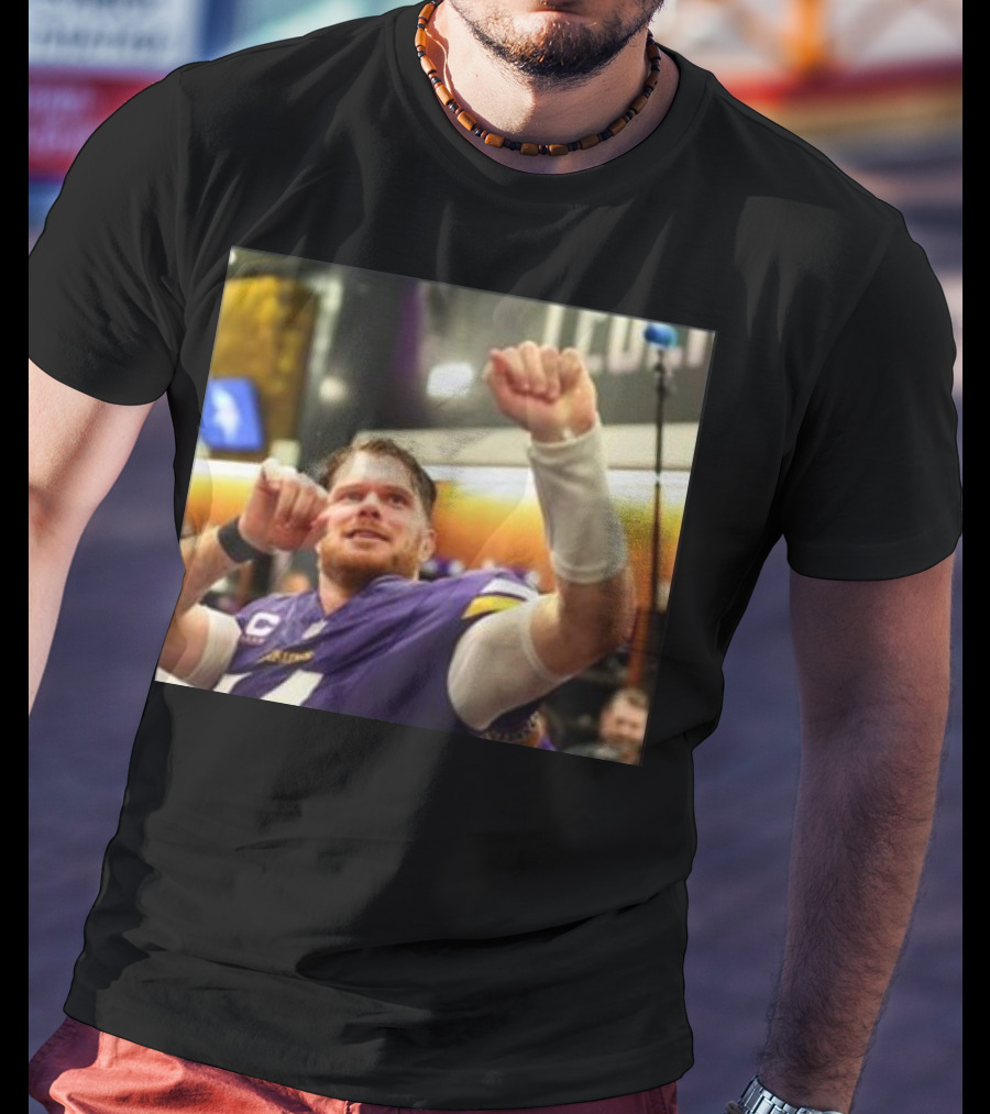 Vikings Locker Room Celebration With Sam Darnold In Jersey T-Shirt