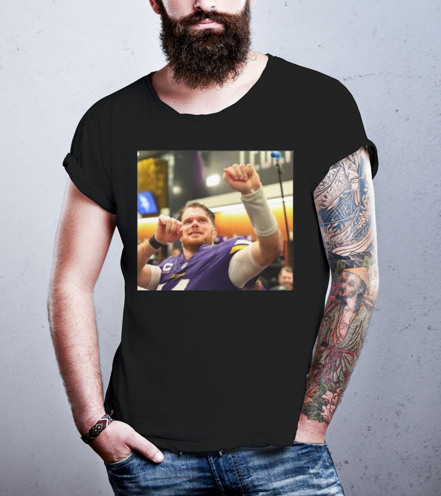 Vikings Locker Room Celebration With Sam Darnold In Jersey T-Shirt