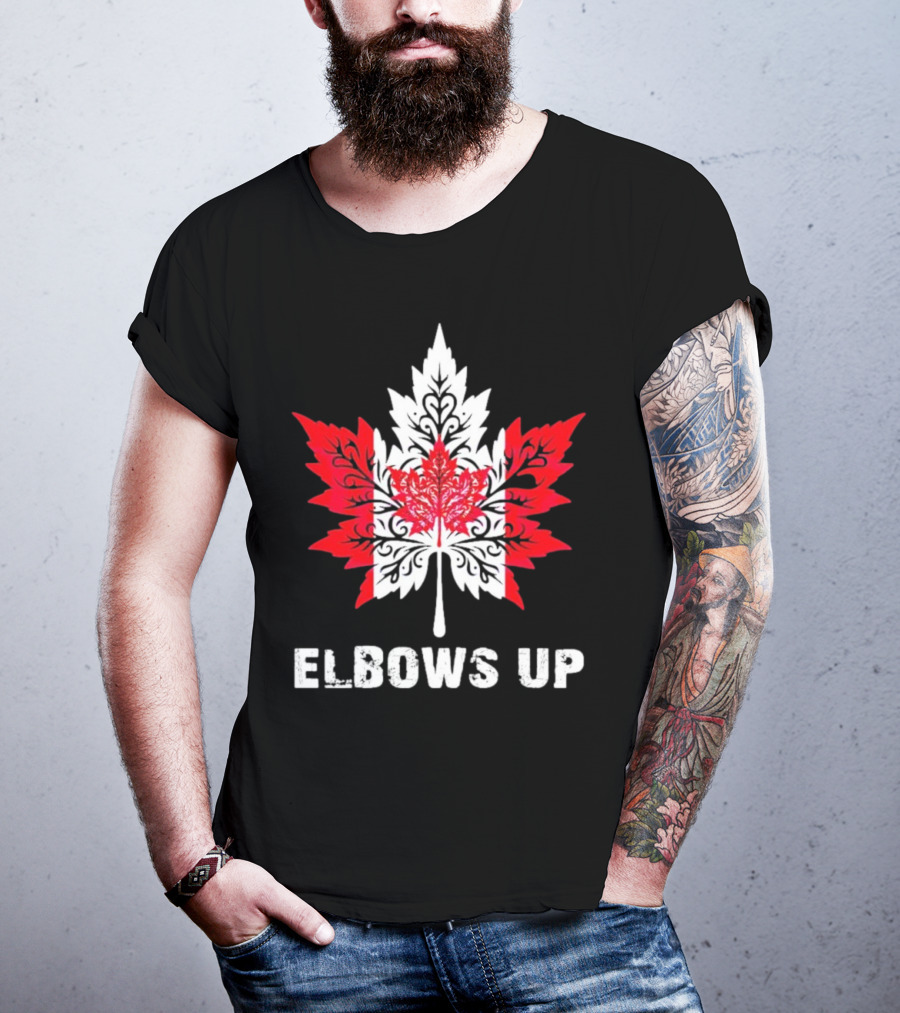 Elbows Up Canada Maple Leaf True North Strong Vintage T-Shirt