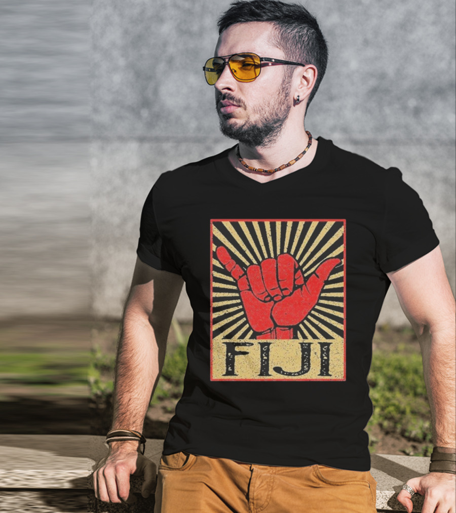 Fiji Retro Shaka Vintage Island Surfer T-Shirt