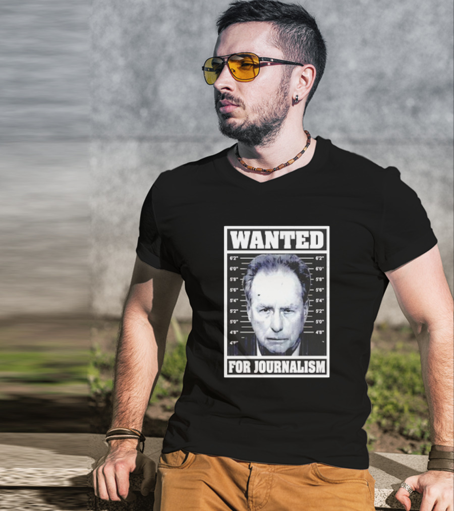 Wanted Satire For Journalism With Shot Image T-Shirt