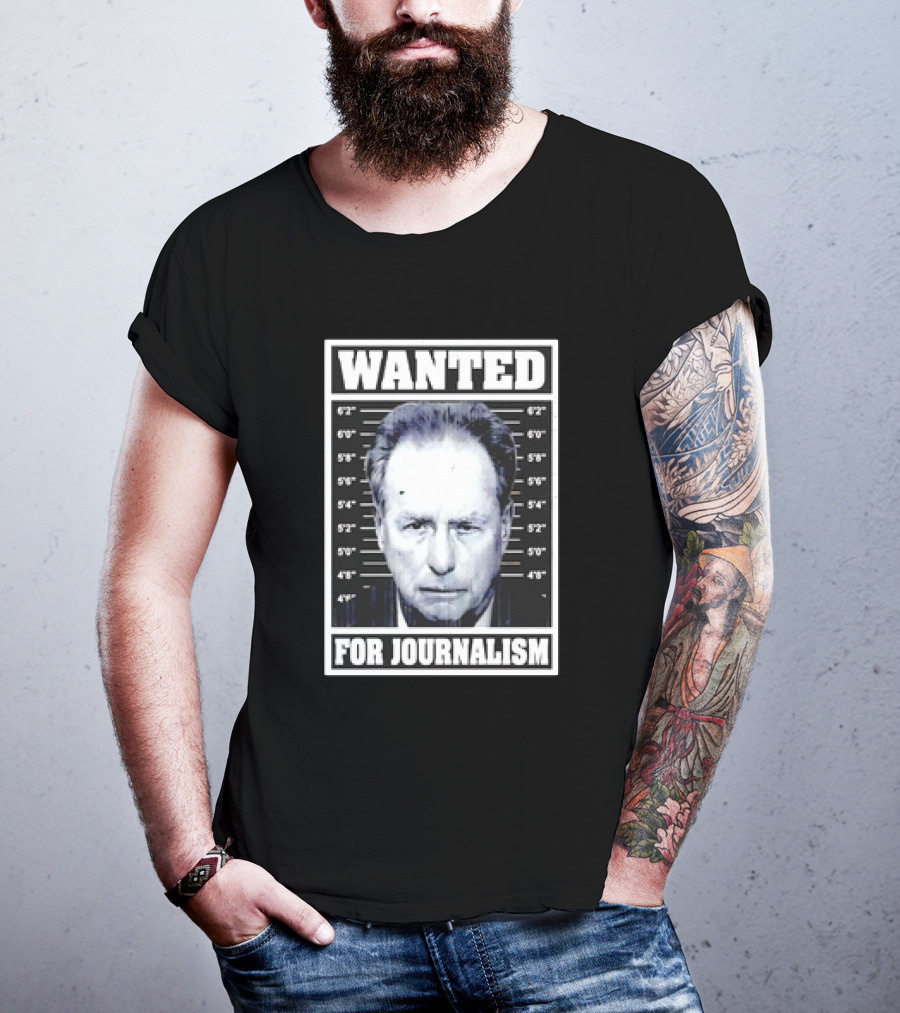 Wanted Satire For Journalism With Shot Image T-Shirt