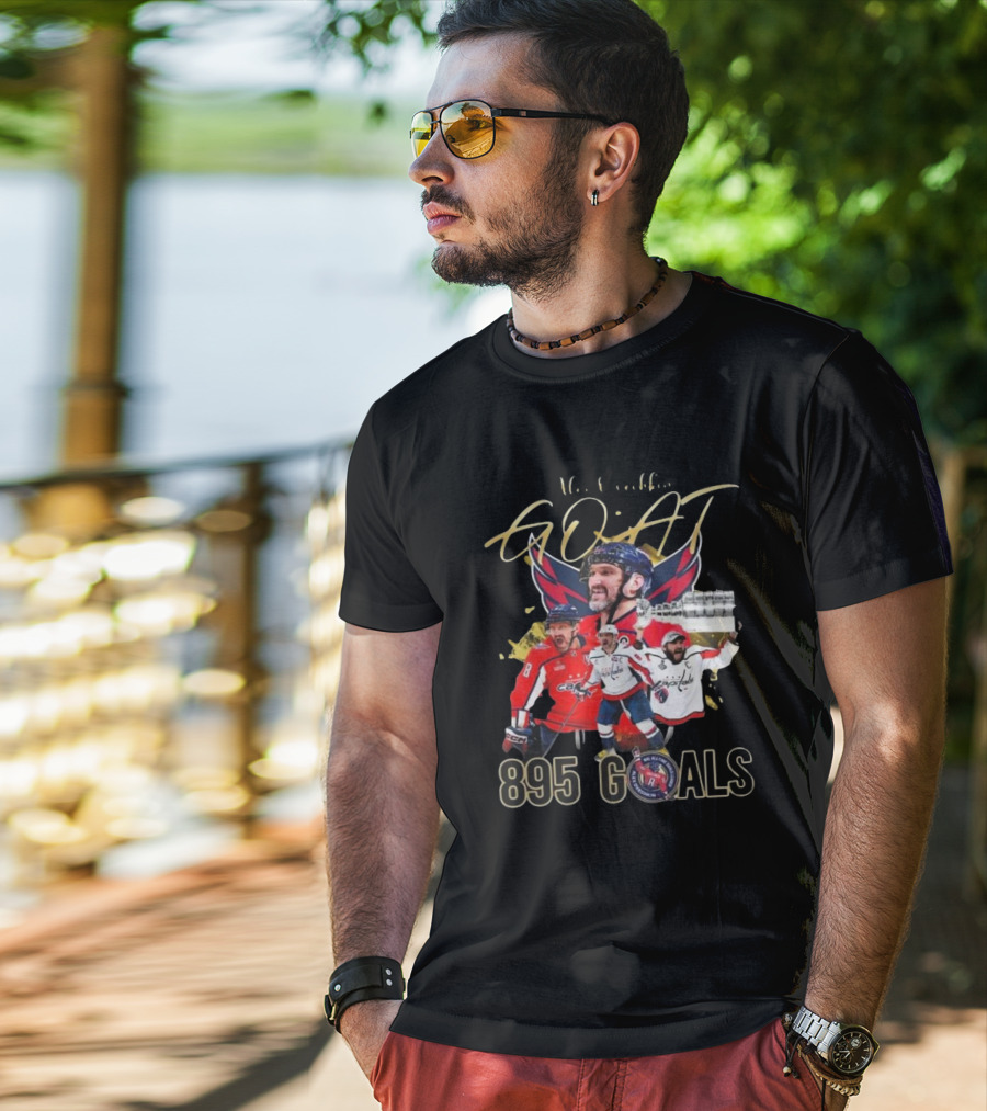 Washington Capitals NHL Alex Ovechkin GOAT 895 Goals Signature Collection T-Shirt