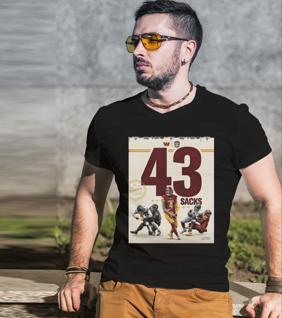 Washington Commanders 43 Sacks Chunky Sacks Hunger Program T-Shirt