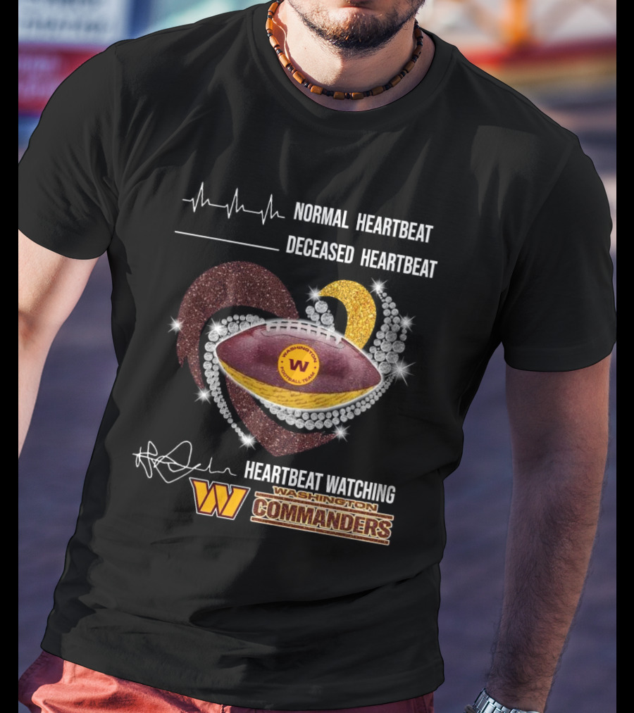 Washington Commanders Faster Heartbeat When Ing Football Diamond Heart T-Shirt