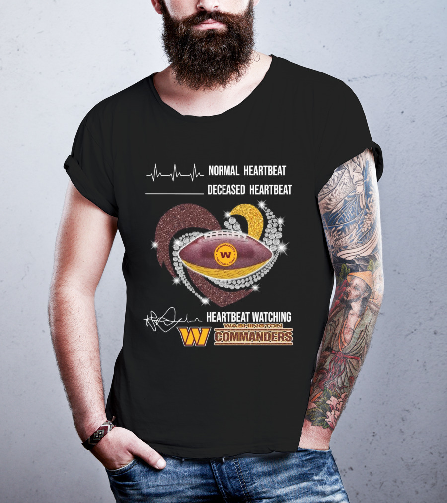 Washington Commanders Faster Heartbeat When Ing Football Diamond Heart T-Shirt