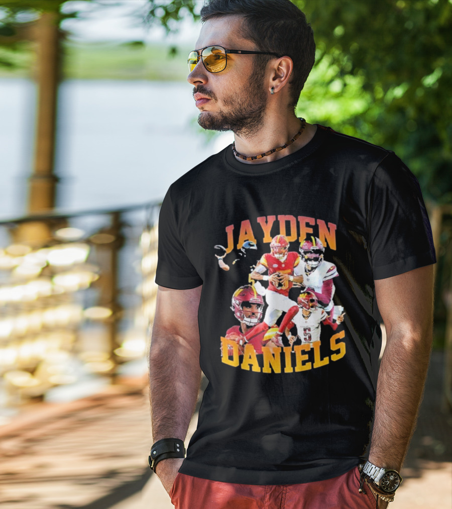 Jayden Daniels Washington Commanders Football Player Collage T-Shirt